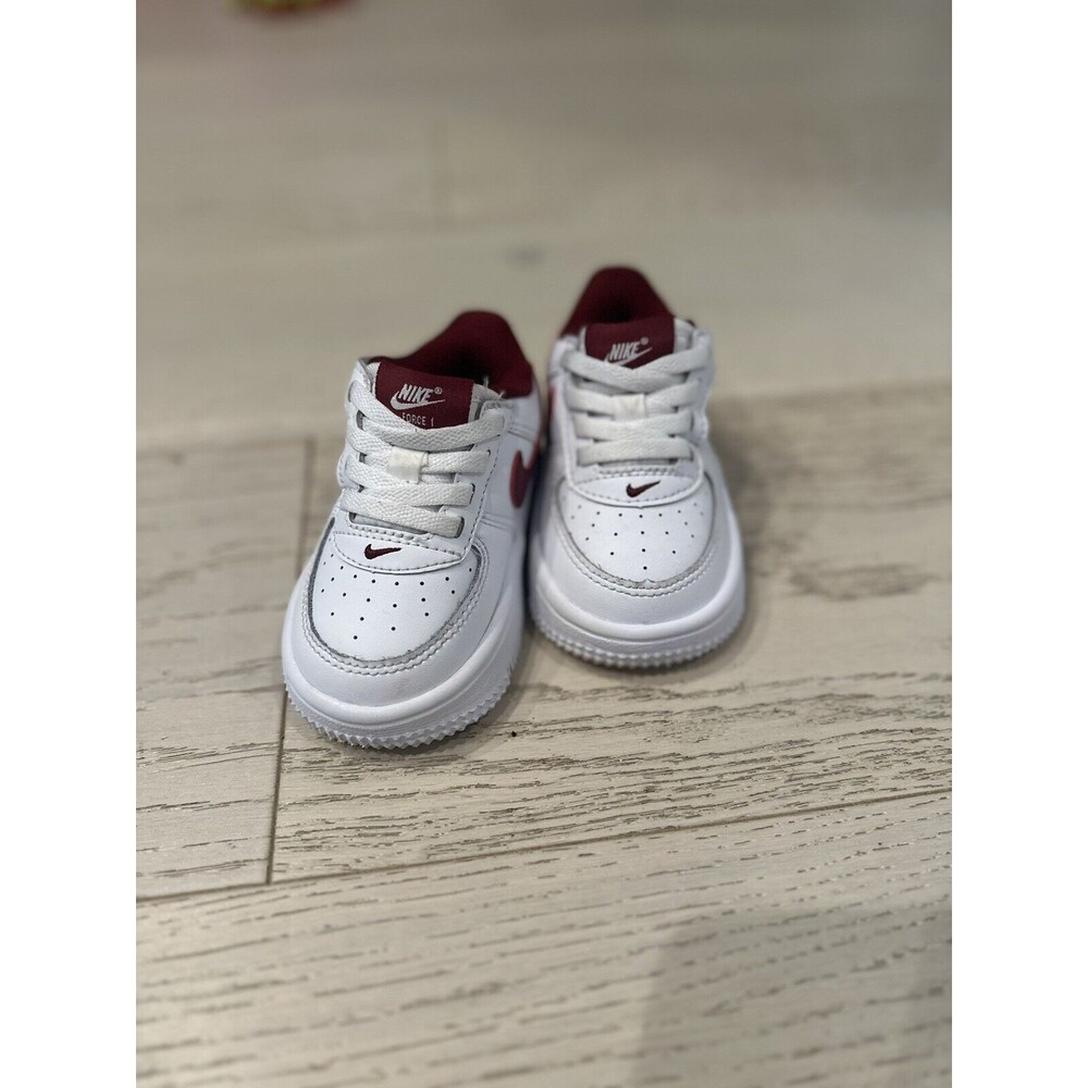 Pre-owned Toddler's Nike Air Force 1 Low Size 5c White-Picante Red-Team Red